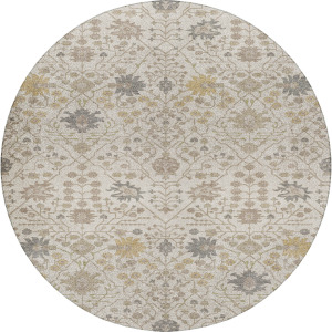 Luxury Washable Indoor/Outdoor Tabrook Ivory 8' x 8' Round Rug