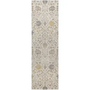 Luxury Washable Indoor/Outdoor Tabrook Ivory 2\'3\" x 7\'6\" Runner Rug