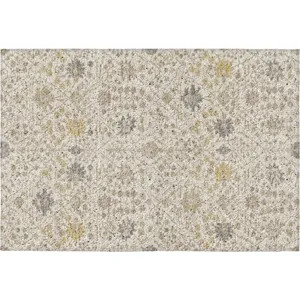 Luxury Washable Indoor/Outdoor Tabrook Ivory 1\'8\" x 2\'6\" Rug