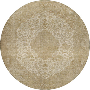 Luxury Washable Indoor/Outdoor Tabrook Beige 8' x 8' Round Rug