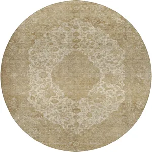 Luxury Washable Indoor/Outdoor Tabrook Beige 8\' x 8\' Round Rug