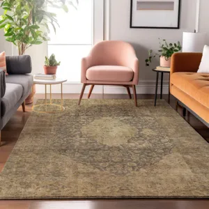 Luxury Washable Indoor/Outdoor Tabrook Mocha 3\' x 5\' Rug