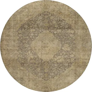 Luxury Washable Indoor/Outdoor Tabrook Mocha 8\' x 8\' Round Rug