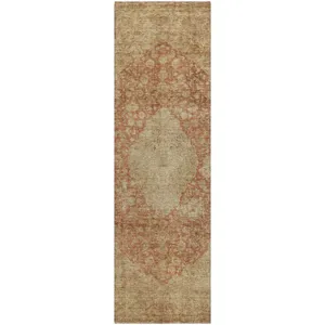 Luxury Washable Indoor/Outdoor Tabrook Paprika 2\'3\" x 7\'6\" Runner Rug