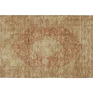 Luxury Washable Indoor/Outdoor Tabrook Paprika 1\'8\" x 2\'6\" Rug