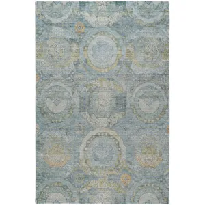 Luxury Washable Indoor/Outdoor Tabrook Blue 10\' x 14\' Rug