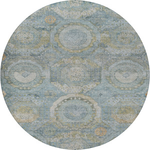 Luxury Washable Indoor/Outdoor Tabrook Blue 8' x 8' Round Rug