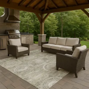 Luxury Washable Indoor/Outdoor Tabrook Pewter 10\' x 14\' Rug
