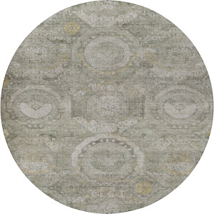 Luxury Washable Indoor/Outdoor Tabrook Pewter 8' x 8' Round Rug