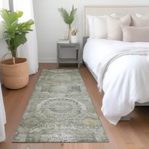 Luxury Washable Indoor/Outdoor Tabrook Pewter 2\'3\" x 7\'6\" Runner Rug
