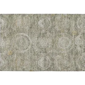 Luxury Washable Indoor/Outdoor Tabrook Pewter 1\'8\" x 2\'6\" Rug
