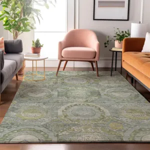 Luxury Washable Indoor/Outdoor Tabrook Sage 5\' x 7\'6\" Rug