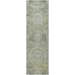 Luxury Washable Indoor/Outdoor Tabrook Sage 2\'3\" x 7\'6\" Runner Rug