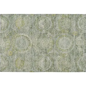 Luxury Washable Indoor/Outdoor Tabrook Sage 1\'8\" x 2\'6\" Rug