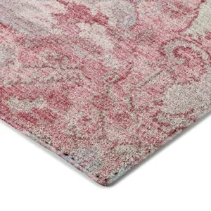 Luxury Washable Indoor/Outdoor Tabrook Pink 1\'8\" x 2\'6\" Rug