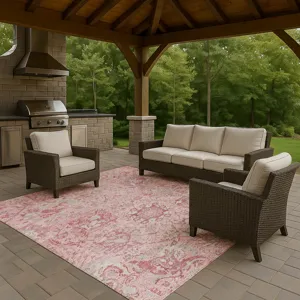 Luxury Washable Indoor/Outdoor Tabrook Pink 10\' x 14\' Rug
