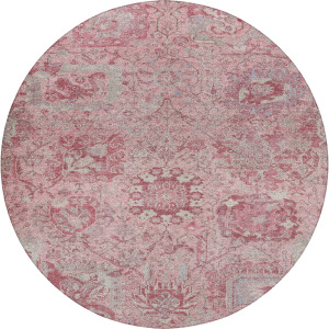 Luxury Washable Indoor/Outdoor Tabrook Pink 8' x 8' Round Rug