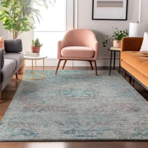 Luxury Washable Indoor/Outdoor Tabrook Sky 10\' x 14\' Rug