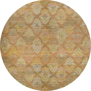 Luxury Washable Indoor/Outdoor Tabrook Copper 8' x 8' Round Rug