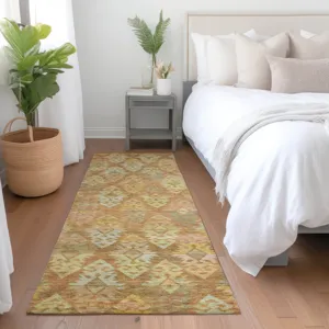 Luxury Washable Indoor/Outdoor Tabrook Copper 2\'3\" x 7\'6\" Runner Rug