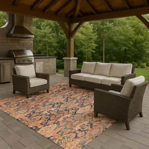 Luxury Washable Indoor/Outdoor Tabrook Terracotta 5\' x 7\'6\" Rug