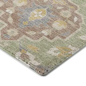 Luxury Washable Indoor/Outdoor Tabrook Aloe 2\'6\" x 3\'10\" Rug