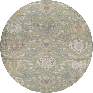 Luxury Washable Indoor/Outdoor Tabrook Aloe 8' x 8' Round Rug