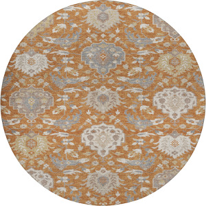 Luxury Washable Indoor/Outdoor Tabrook Copper 8' x 8' Round Rug