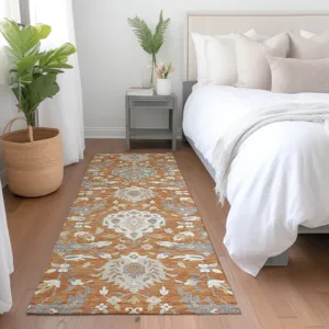 Luxury Washable Indoor/Outdoor Tabrook Copper 2\'3\" x 7\'6\" Runner Rug