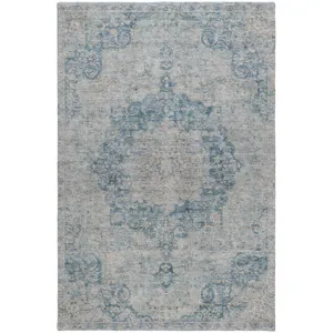Luxury Washable Indoor/Outdoor Tabrook Blue 2\'6\" x 3\'10\" Rug