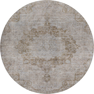 Luxury Washable Indoor/Outdoor Tabrook Chocolate 8' x 8' Round Rug