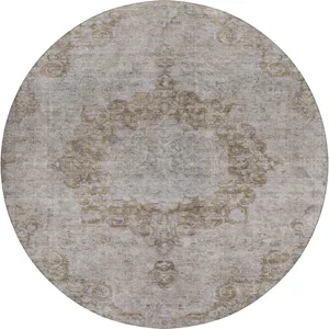 Luxury Washable Indoor/Outdoor Tabrook Chocolate 8\' x 8\' Round Rug