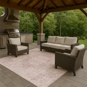 Luxury Washable Indoor/Outdoor Tabrook Pink 3\' x 5\' Rug