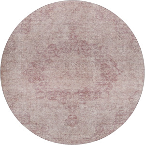 Luxury Washable Indoor/Outdoor Tabrook Pink 8' x 8' Round Rug
