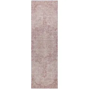 Luxury Washable Indoor/Outdoor Tabrook Pink 2\'3\" x 7\'6\" Runner Rug