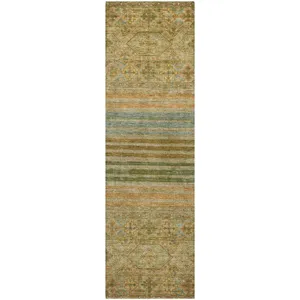 Luxury Washable Indoor/Outdoor Tabrook Aloe 2\'3\" x 7\'6\" Runner Rug