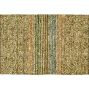 Luxury Washable Indoor/Outdoor Tabrook Aloe 1\'8\" x 2\'6\" Rug
