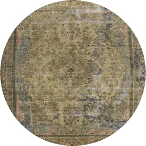 Luxury Washable Indoor/Outdoor Tabrook Tan 8\' x 8\' Round Rug