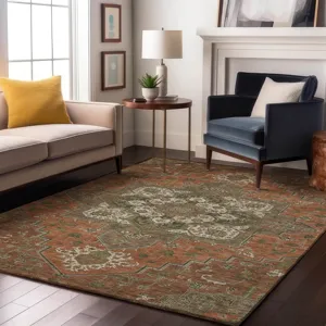Luxury Washable Indoor/Outdoor Tabrook Rust 3\' x 5\' Rug