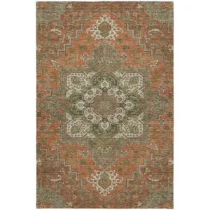 Luxury Washable Indoor/Outdoor Tabrook Rust 3\' x 5\' Rug