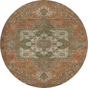Luxury Washable Indoor/Outdoor Tabrook Rust 8' x 8' Round Rug