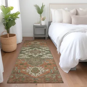 Luxury Washable Indoor/Outdoor Tabrook Rust 2\'3\" x 7\'6\" Runner Rug