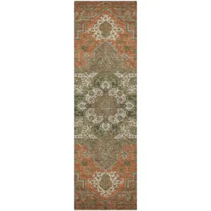 Luxury Washable Indoor/Outdoor Tabrook Rust 2\'3\" x 7\'6\" Runner Rug
