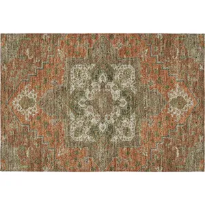 Luxury Washable Indoor/Outdoor Tabrook Rust 1\'8\" x 2\'6\" Rug