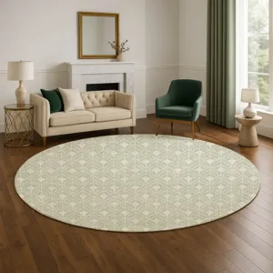 Luxury Washable Indoor/Outdoor The Reserve Celery 8\' x 8\' Round Rug