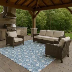 Luxury Washable Indoor/Outdoor The Reserve Denim 2\'6\" x 3\'10\" Rug