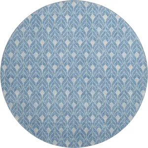 Luxury Washable Indoor/Outdoor The Reserve Denim 8\' x 8\' Round Rug