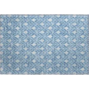 Luxury Washable Indoor/Outdoor The Reserve Denim 1\'8\" x 2\'6\" Rug