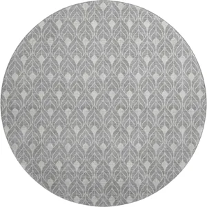 Luxury Washable Indoor/Outdoor The Reserve Gray 8\' x 8\' Round Rug