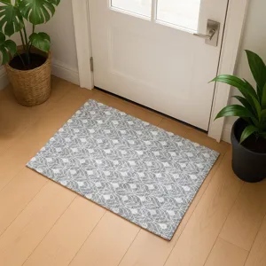 Luxury Washable Indoor/Outdoor The Reserve Gray 1\'8\" x 2\'6\" Rug